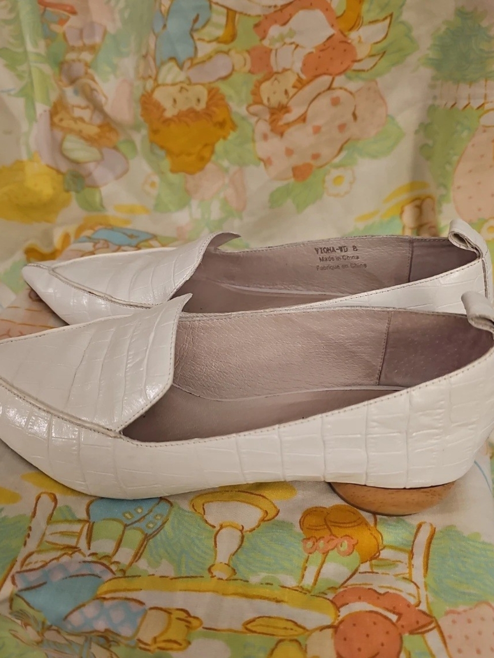 Jeffrey Campbell Viona White Croc-Embossed Pointed Toe Loafers